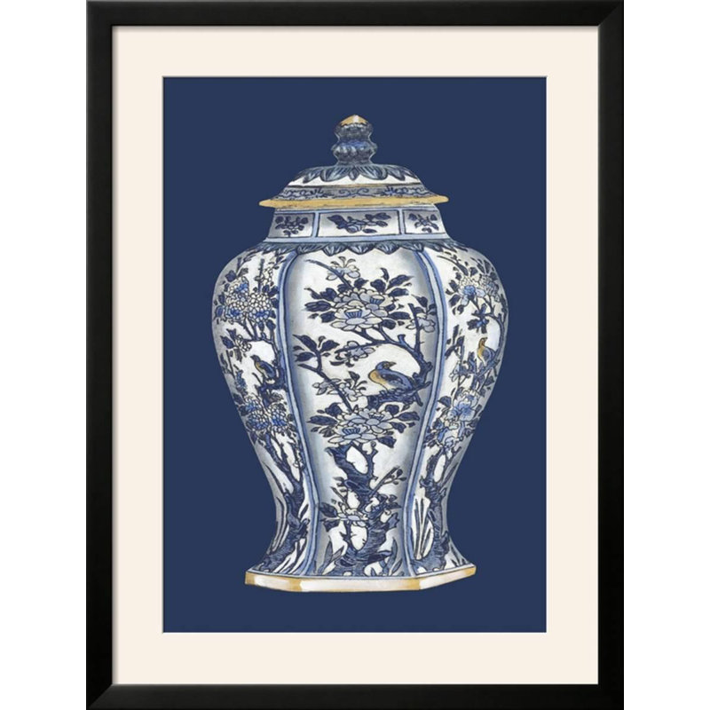 'Blue and White Porcelain Vase II' Framed Graphic Art Print Birch Lane